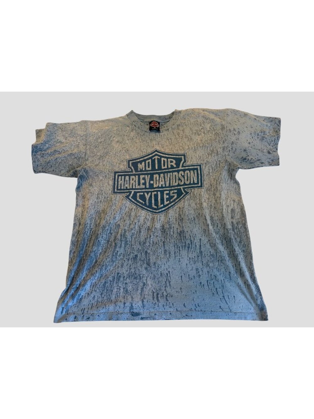 Vintage 1990s Harley Davidson Holoubek Acid Wash Blue Logo Shirt Medium Made USA